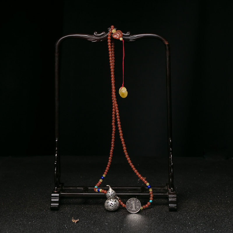 5mm天然四川樱桃红南红毛衣链-红掌柜