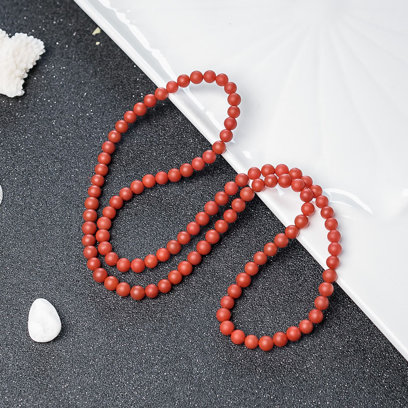 保山天然柿子红南红佛珠-红掌柜