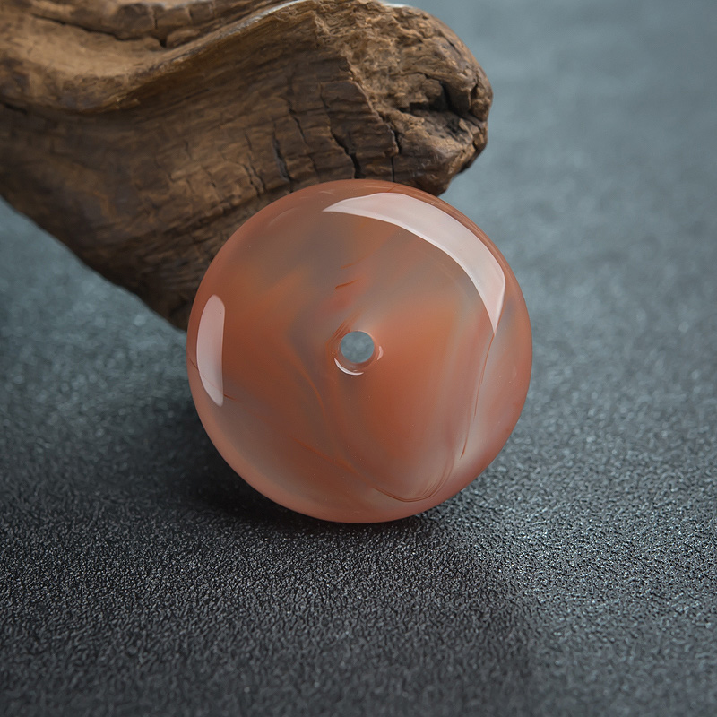 冰飘料南红平安扣吊坠-红掌柜