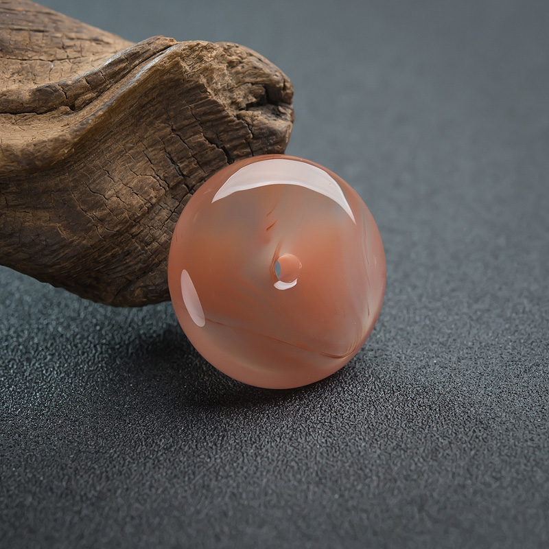 天然冰飘料南红平安扣吊坠-红掌柜