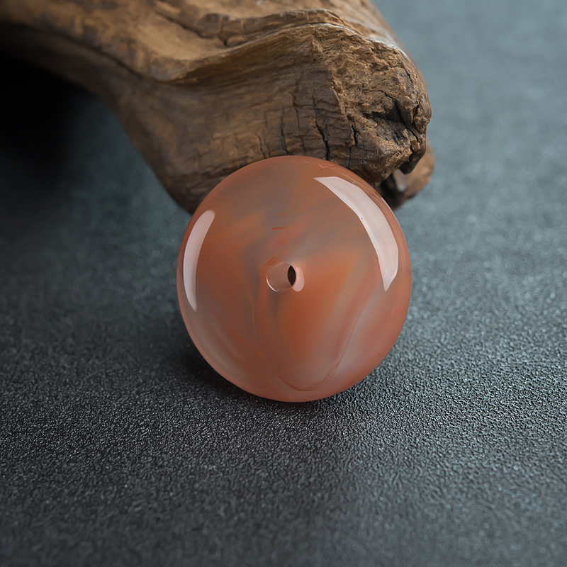 四川冰飘料南红平安扣吊坠-红掌柜