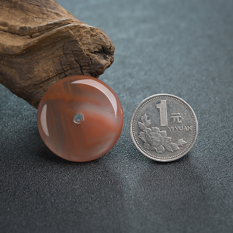 四川天然南红平安扣吊坠-红掌柜