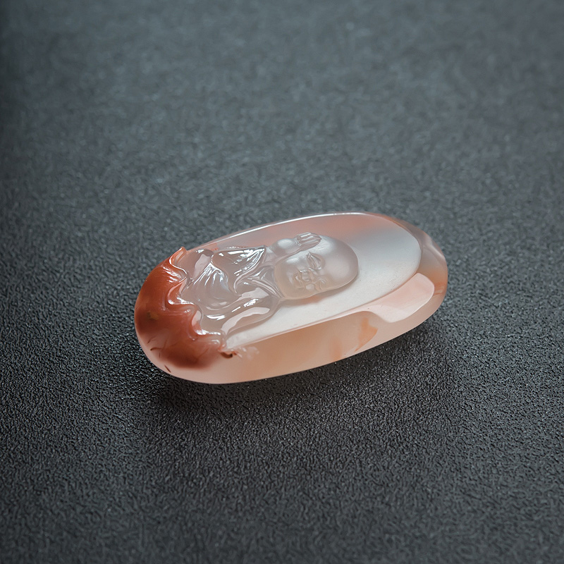 四川天然南红不听童子吊坠-红掌柜