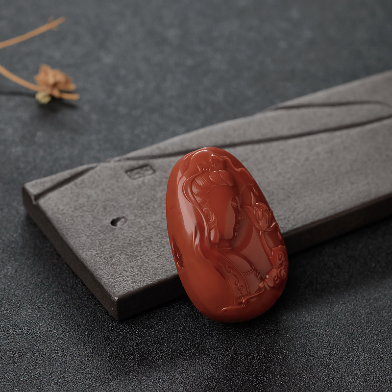 柿子红南红吊坠-红掌柜