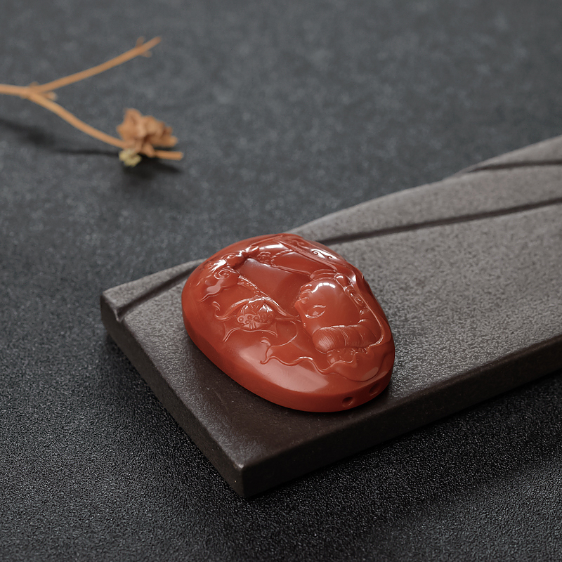 天然南红观音吊坠-红掌柜