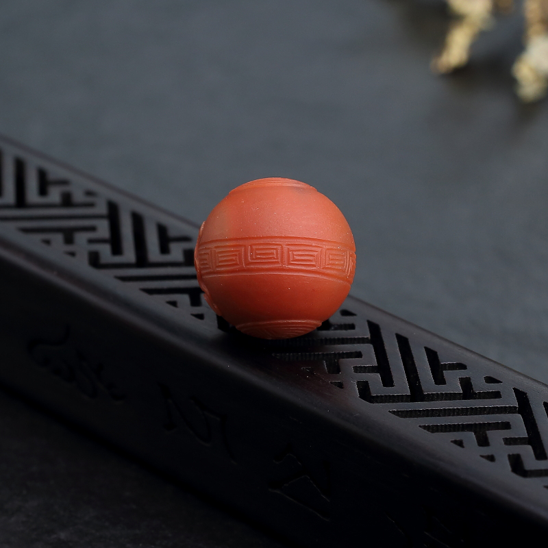 天然柿子红南红圆珠-红掌柜