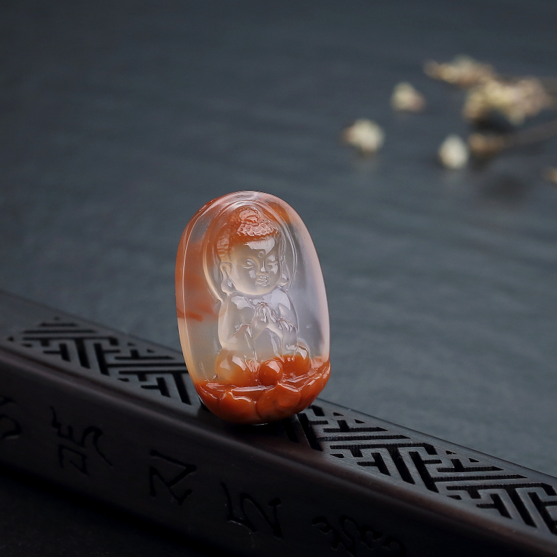 天然冰飘料南红宝宝佛吊坠-红掌柜