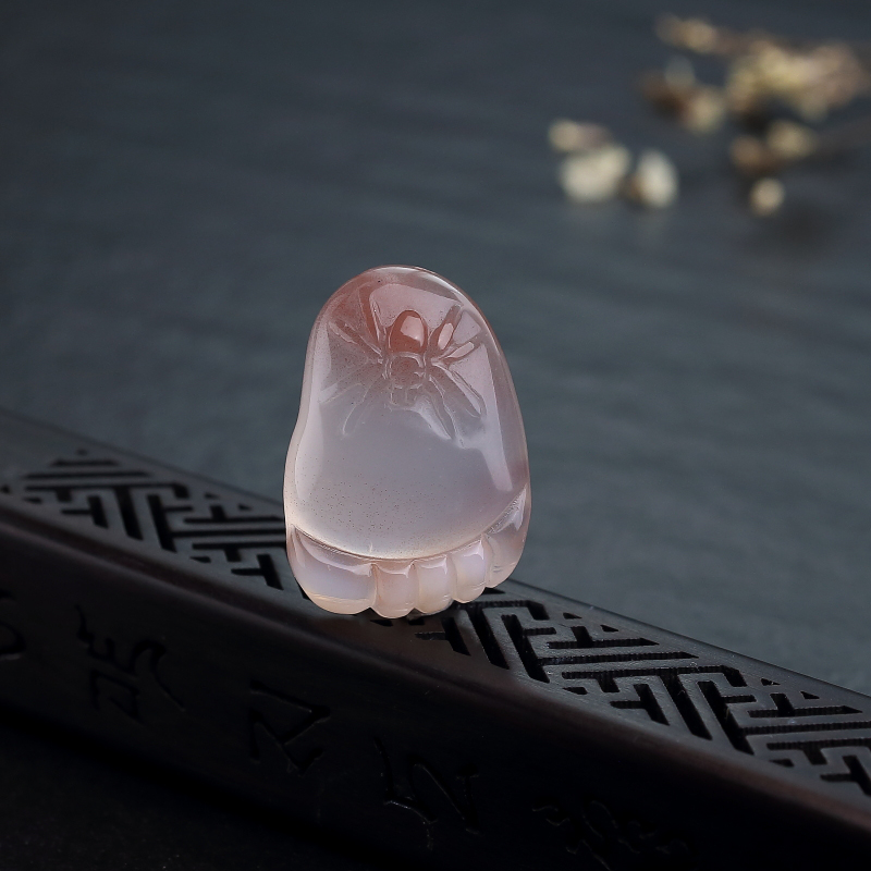 川料天然冰飘料南红知足常乐吊坠-红掌柜