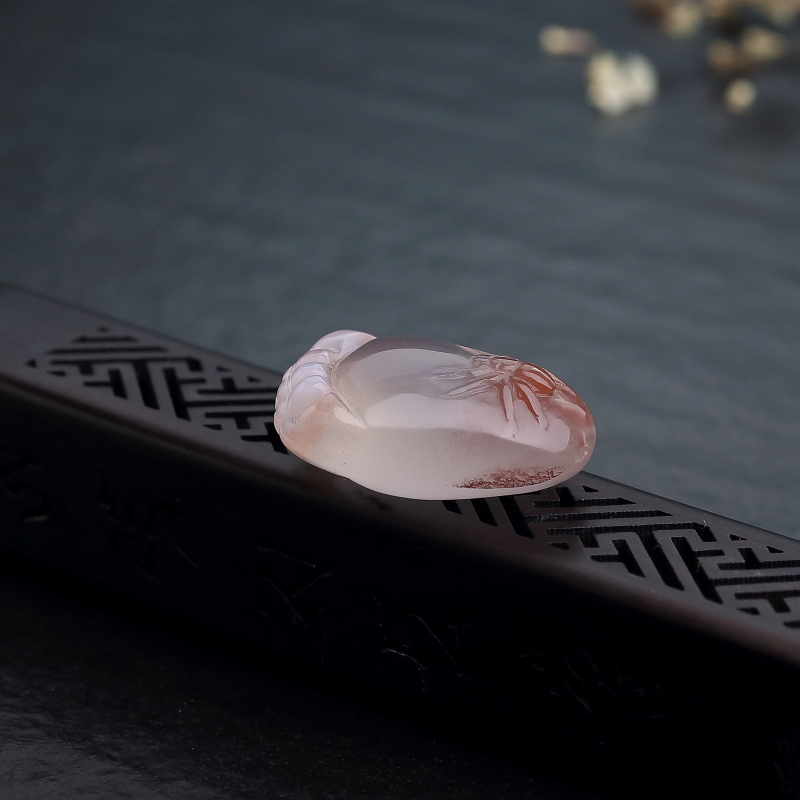 冰飘料南红知足常乐吊坠-红掌柜