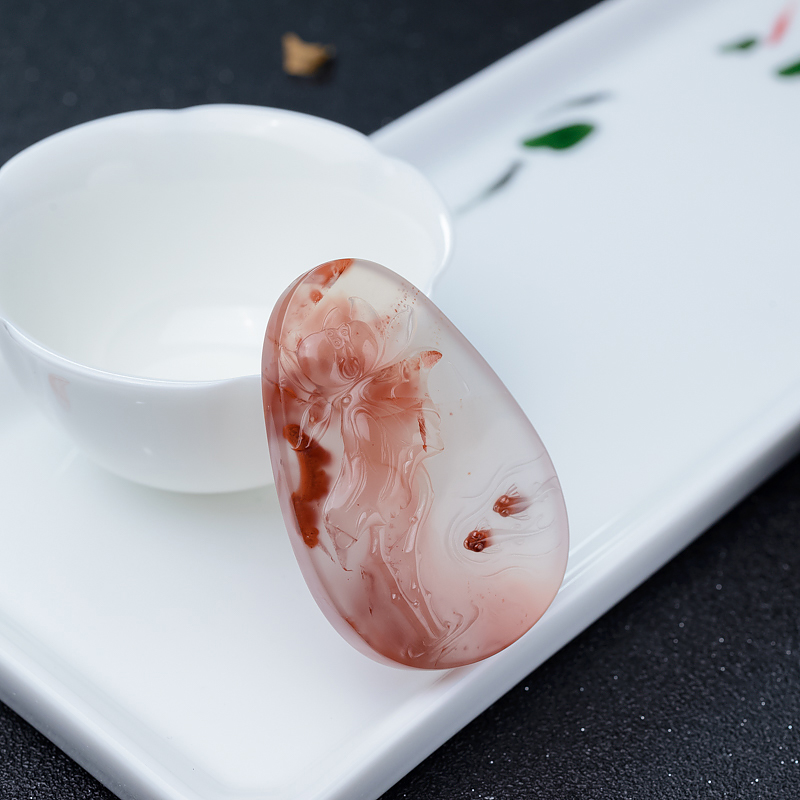 川料天然冰飘料南红吊坠-红掌柜