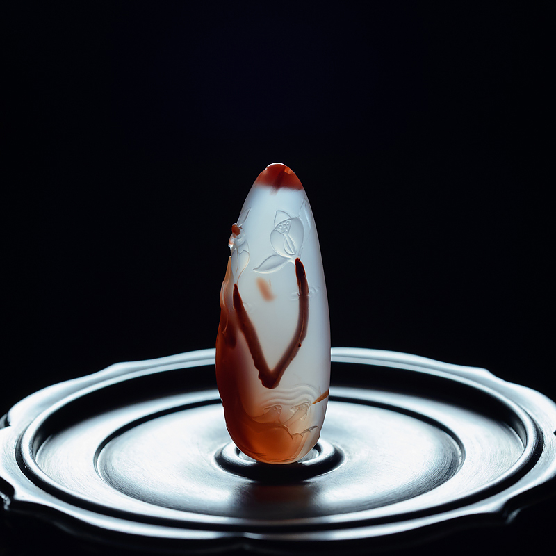 川料天然冰飘料南红莲花吊坠-红掌柜