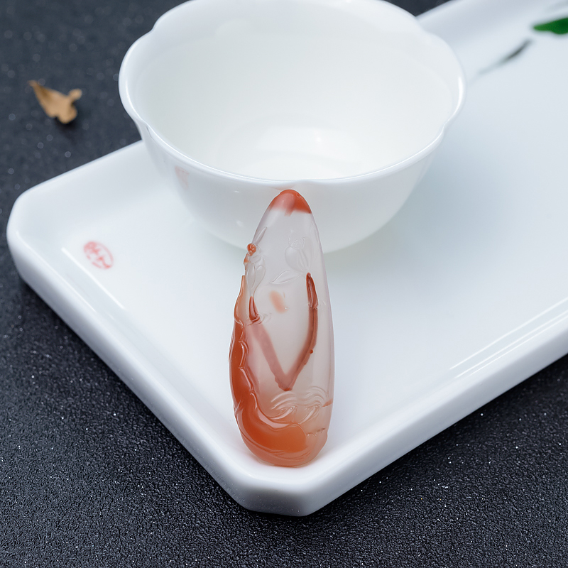 天然冰飘料南红莲花吊坠-红掌柜