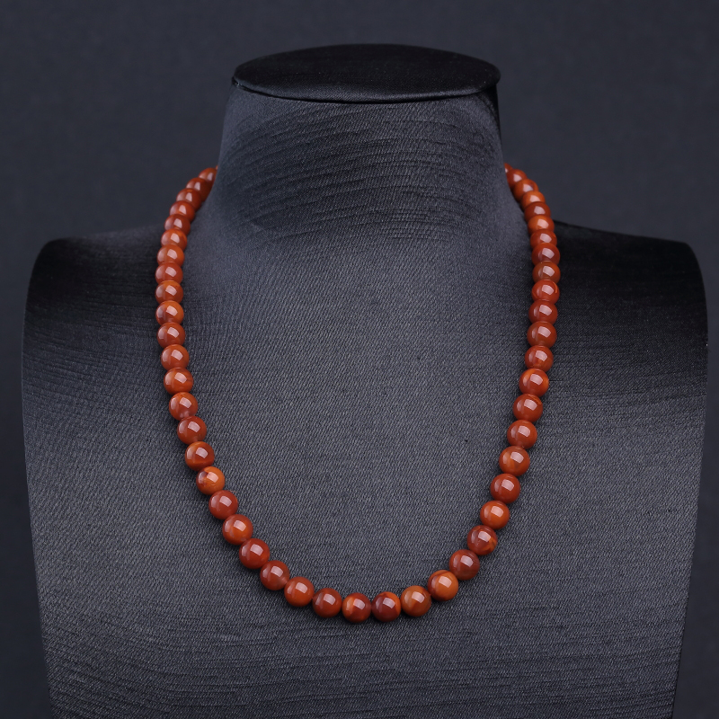 川料天然柿子红南红项链-红掌柜