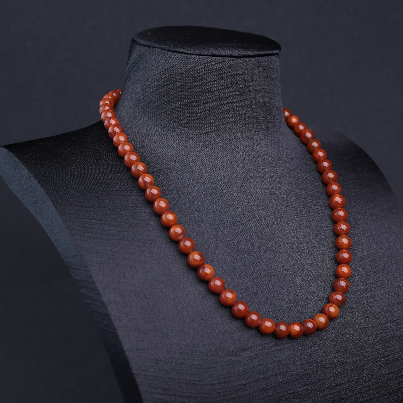 天然柿子红南红项链-红掌柜
