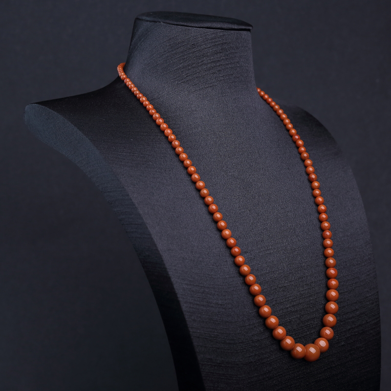 天然柿子红南红塔链-红掌柜