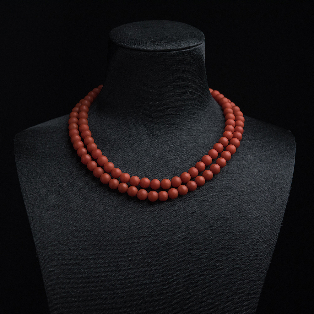 7mm柿子红南红珠链-红掌柜