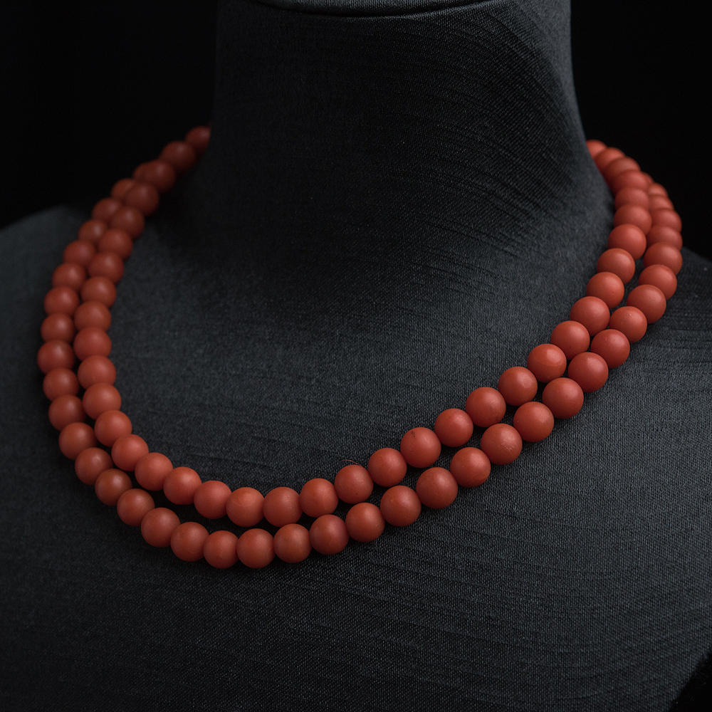 天然柿子红南红珠链-红掌柜