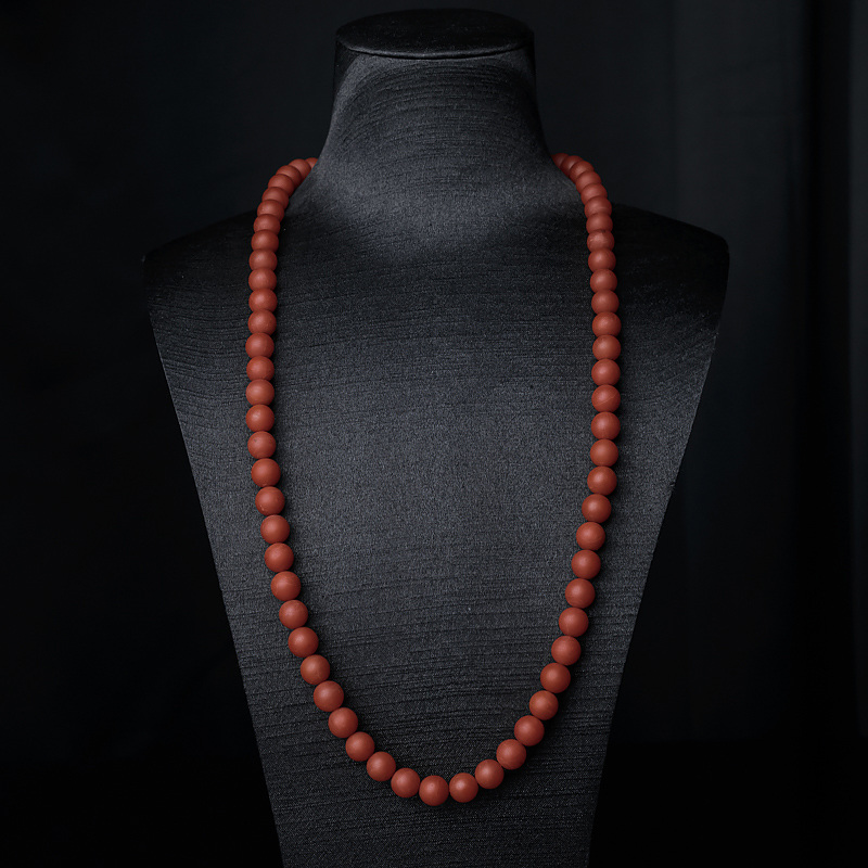 9mm柿子红南红珠链-红掌柜