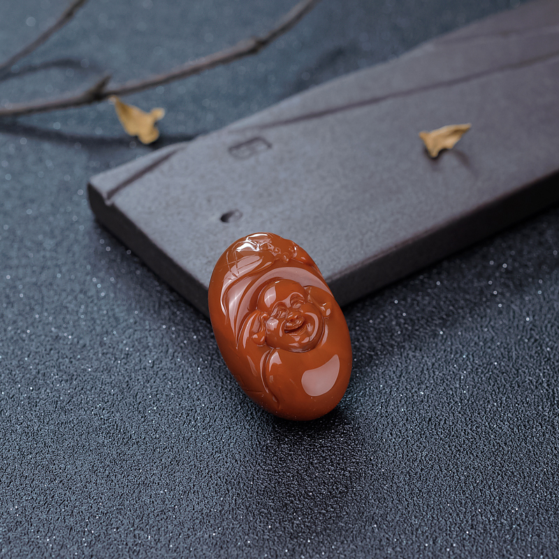 四川柿子红南红福在眼前吊坠-红掌柜