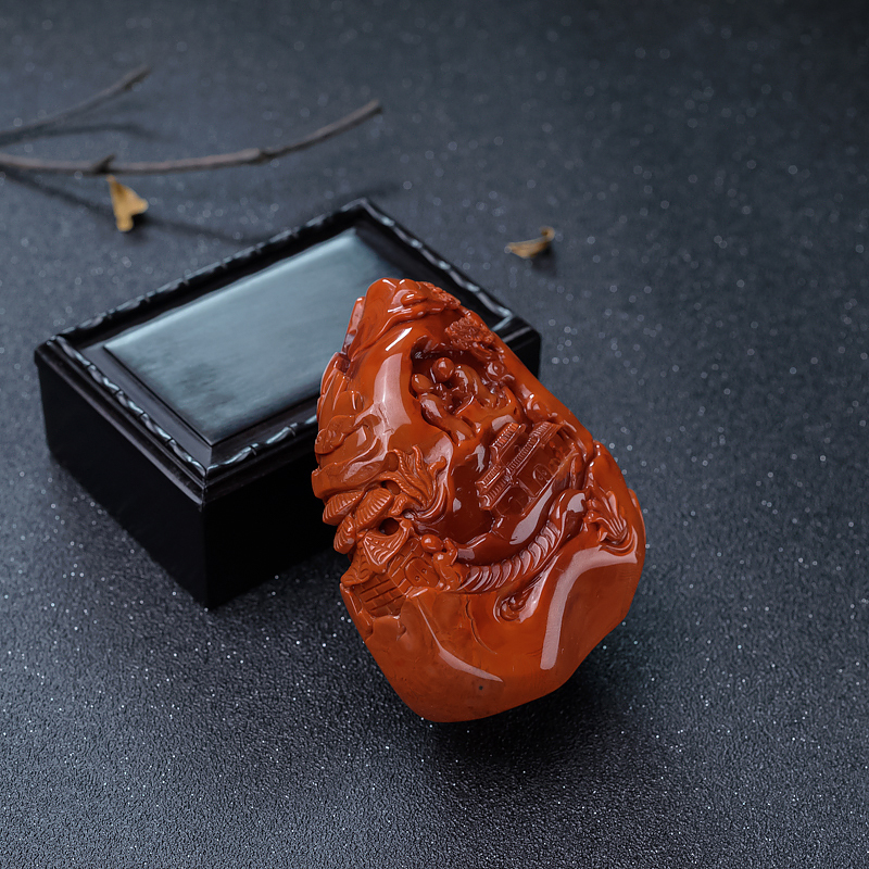 柿子红南红摆件-红掌柜