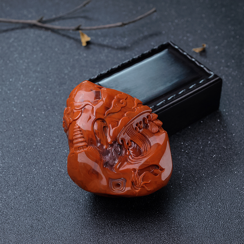 天然南红清修摆件-红掌柜