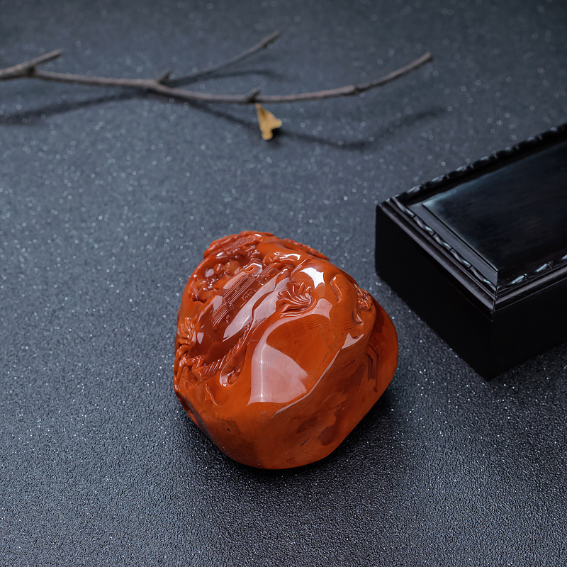 川料南红清修摆件-红掌柜