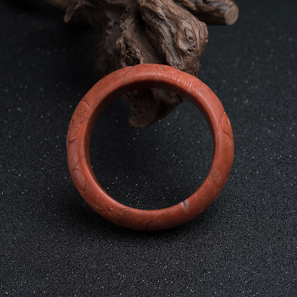 川料天然南红仿古龙平安镯-红掌柜