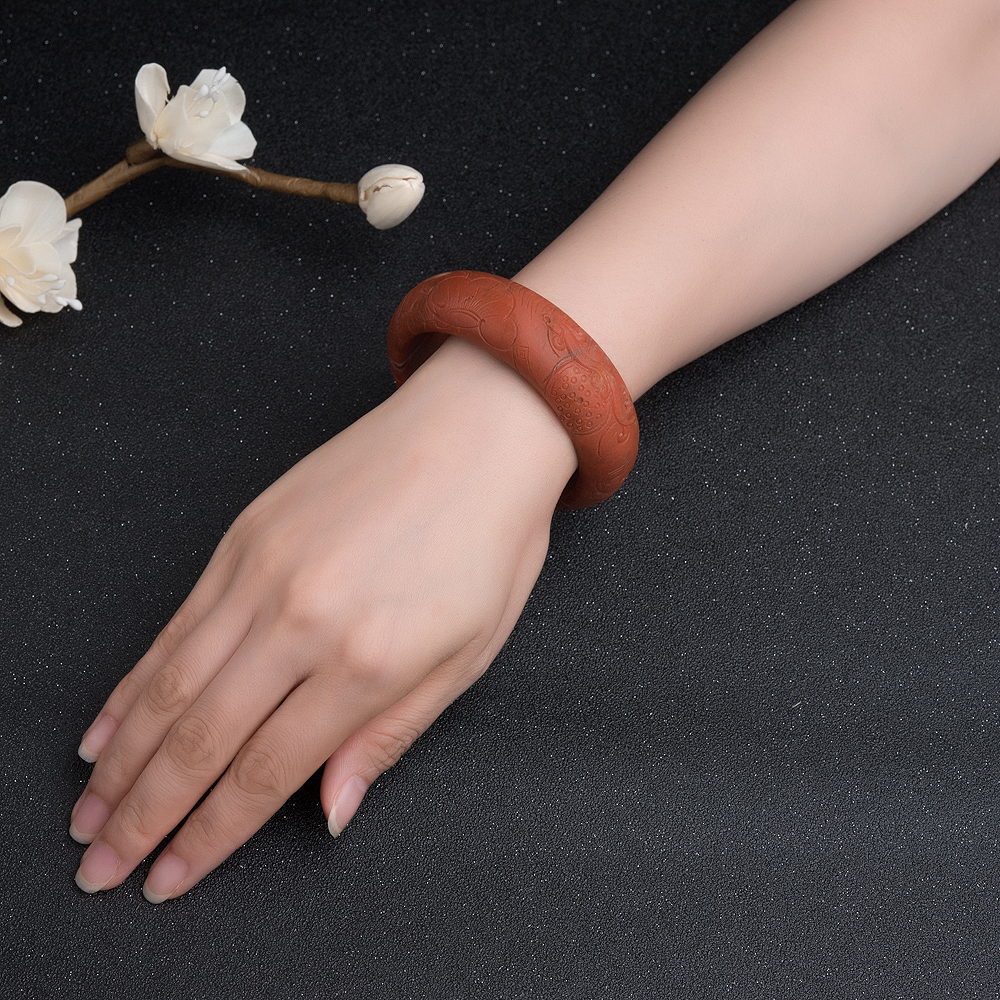 天然柿子红南红平安镯-红掌柜