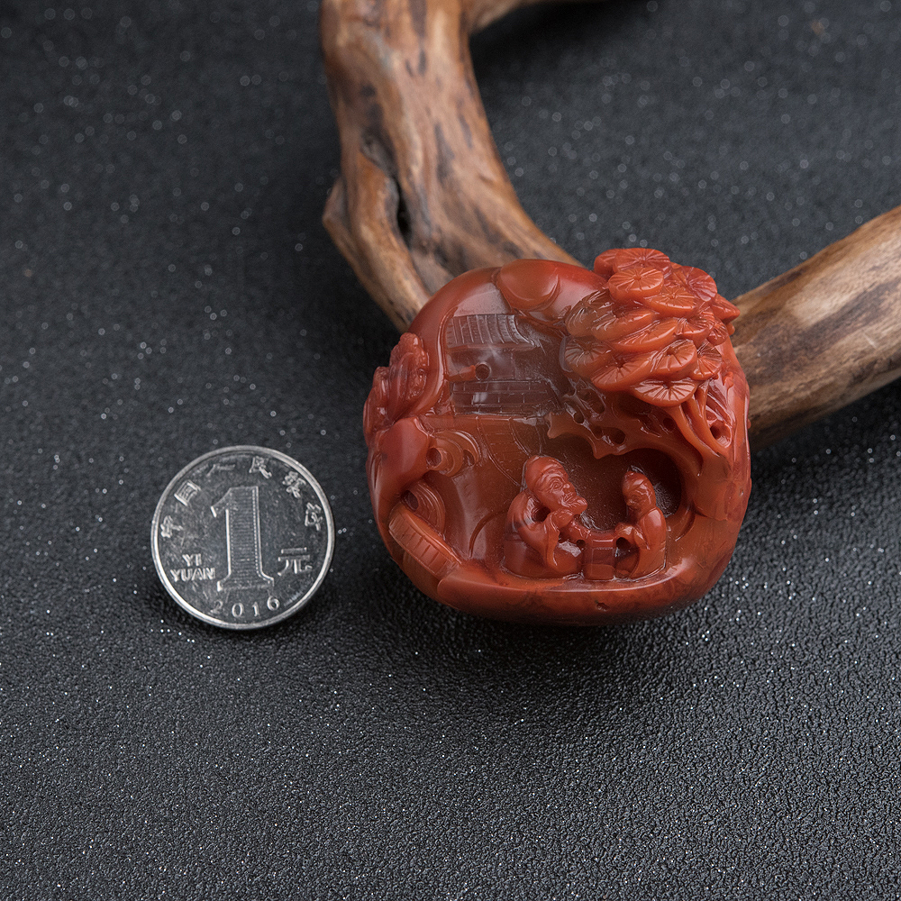 冻料南红深山访友摆件-红掌柜