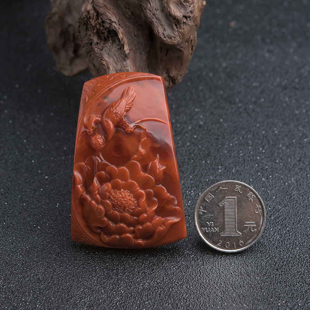 四川南红花鸟挂坠-红掌柜