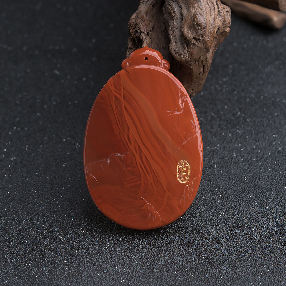 天然南红山水意境吊坠-红掌柜