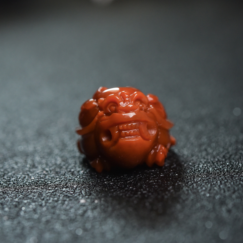 四川天然柿子红南红龙龟吊坠-红掌柜