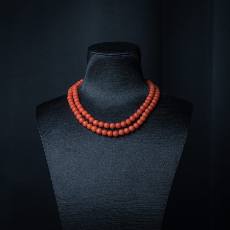 6.5mm柿子红南红珠链-红掌柜