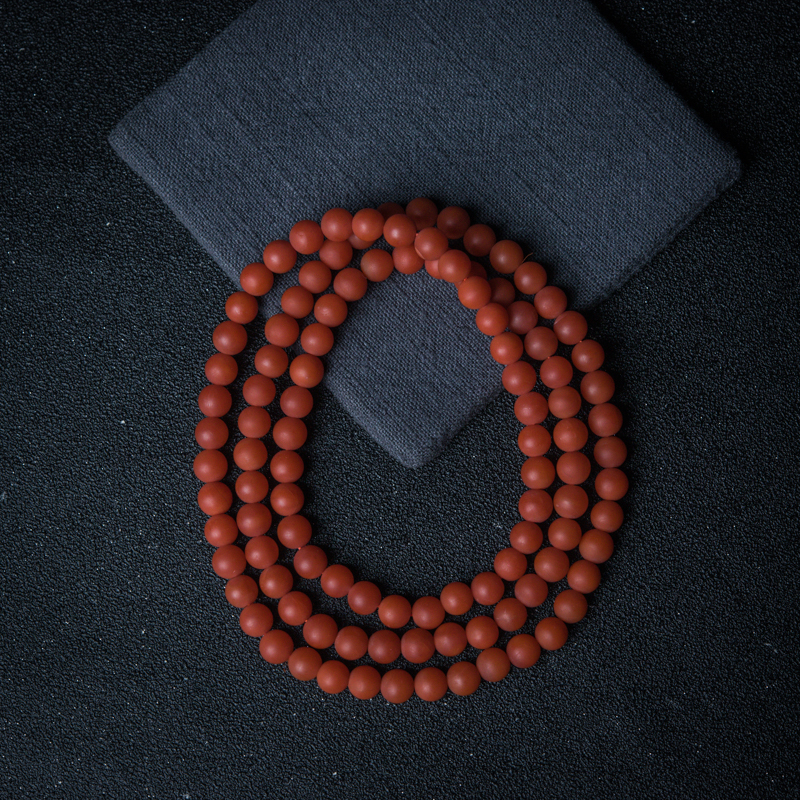 天然柿子红南红珠链-红掌柜