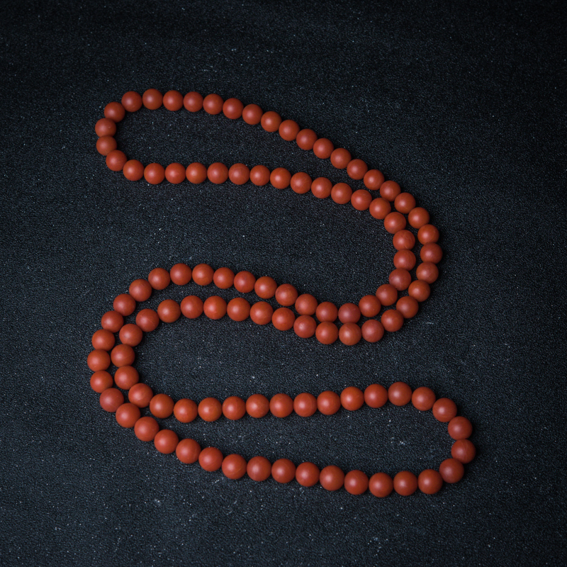 天然柿子红南红珠链-红掌柜
