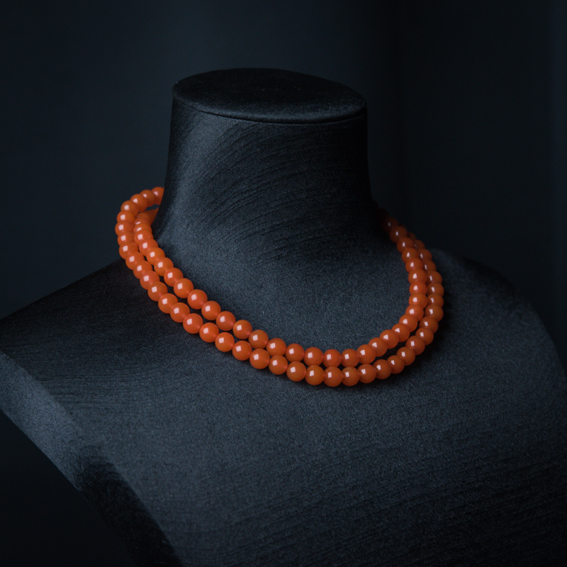 天然樱桃红南红珠链-红掌柜