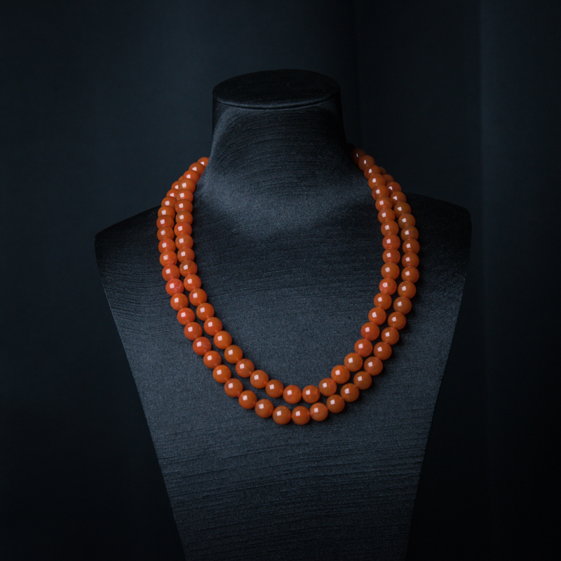 9mm樱桃红南红珠链-红掌柜