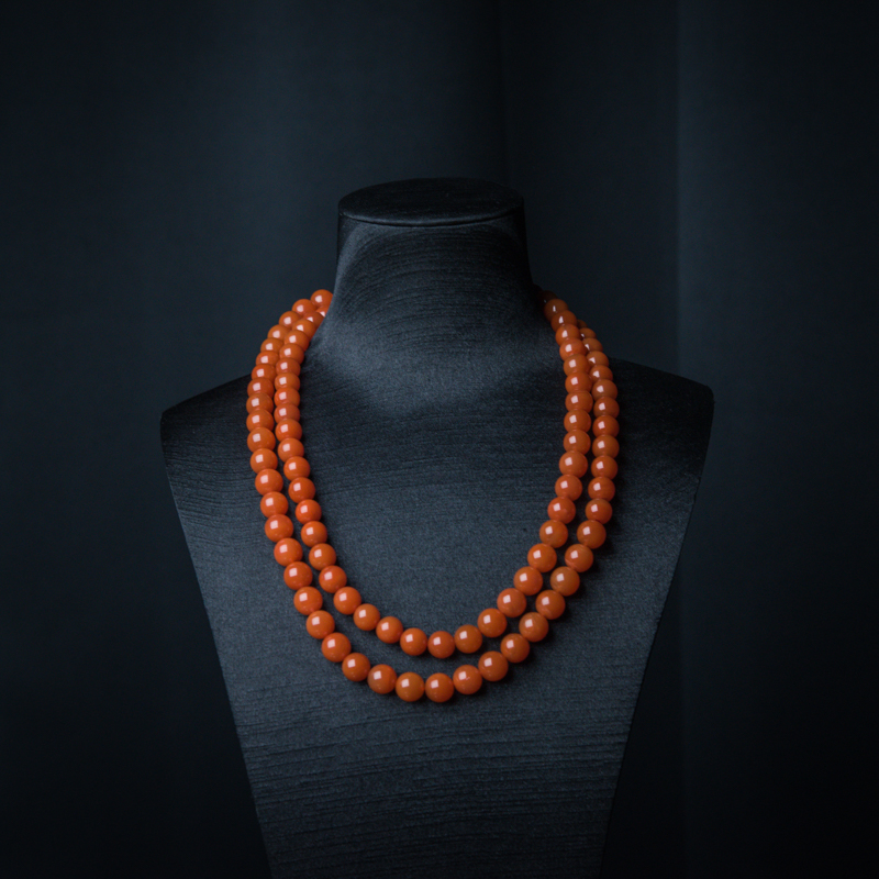 9.5mm樱桃红南红珠链-红掌柜