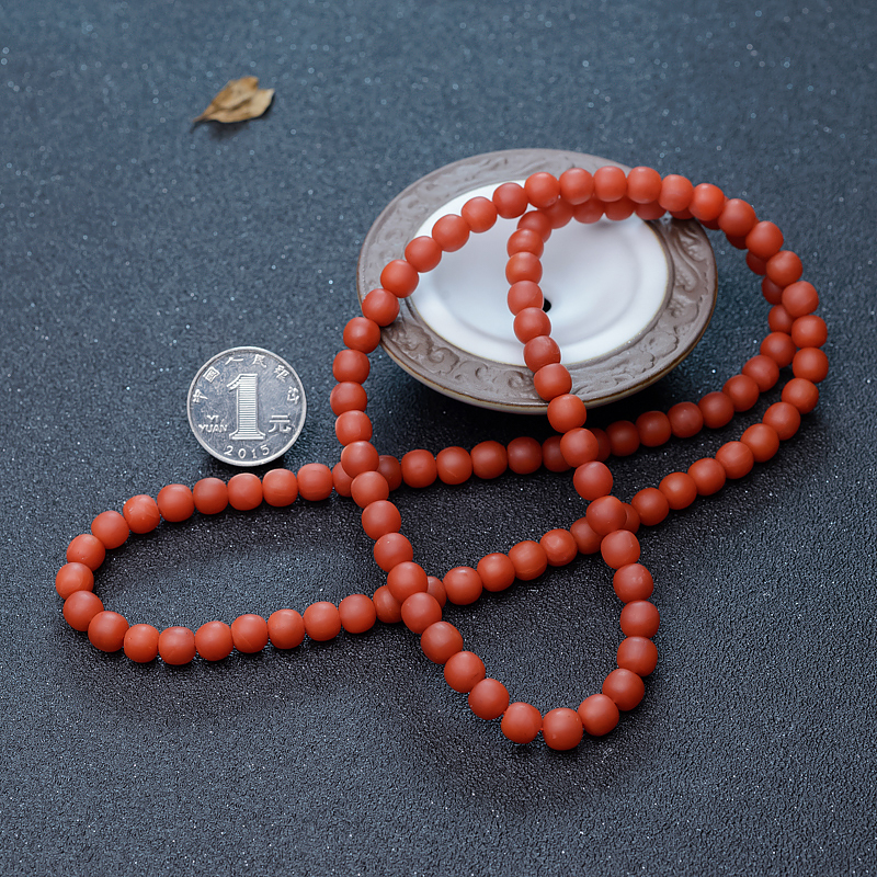柿子红南红桶珠108佛珠-红掌柜