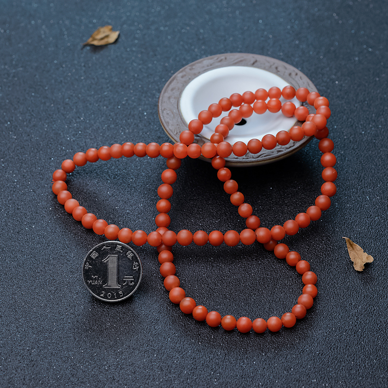 6.5mm柿子红南红108佛珠-红掌柜
