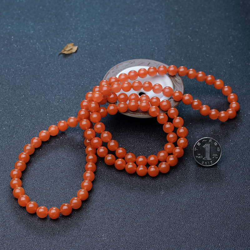 9.5mm樱桃红南红108佛珠-红掌柜