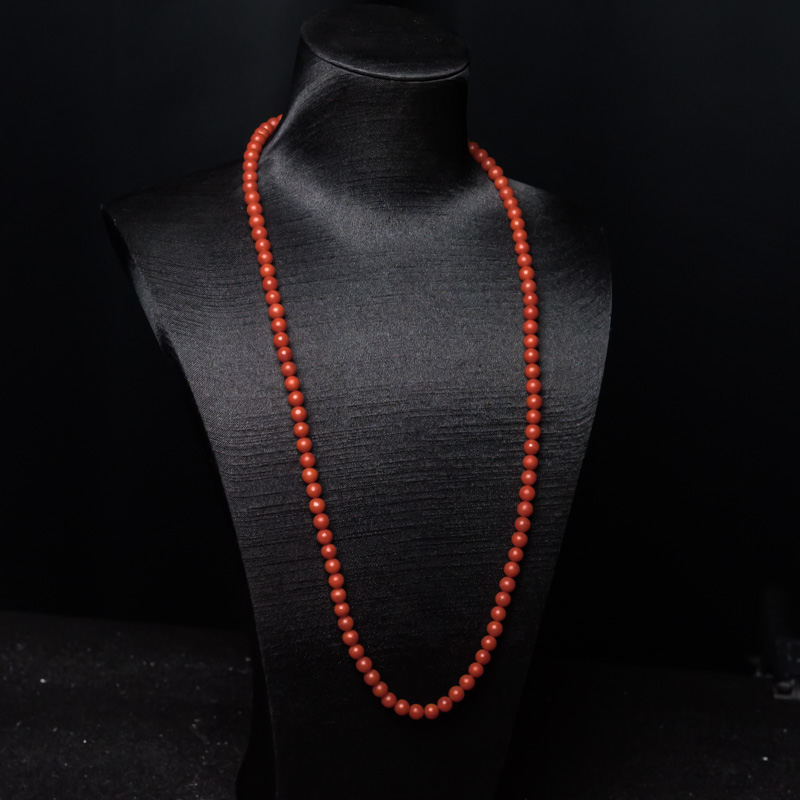 保山柿子红南红圆珠长链-红掌柜