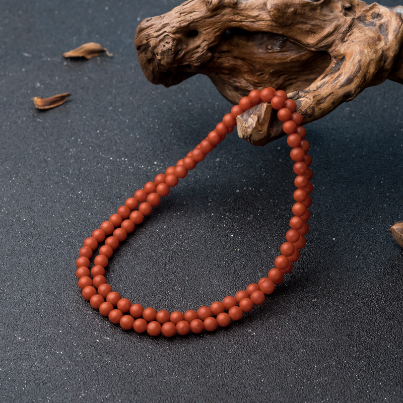 保山天然南红圆珠长链-红掌柜