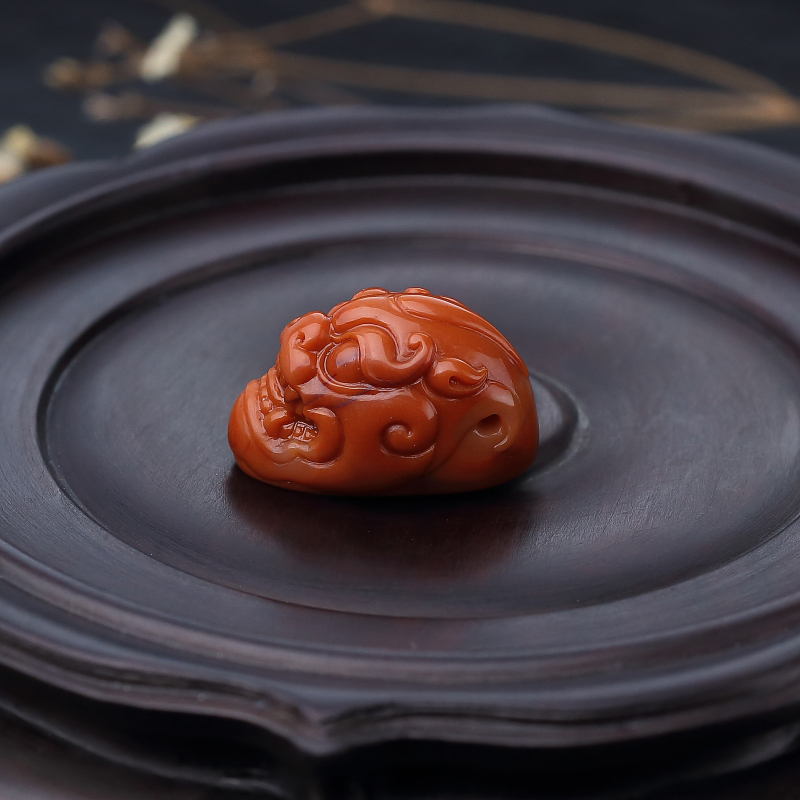 川料天然柿子红南红戒面-红掌柜