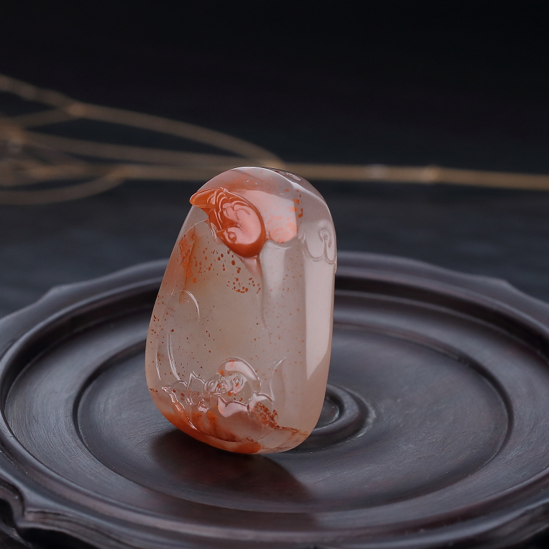 川料冰飘料南红喜事连连吊坠-红掌柜