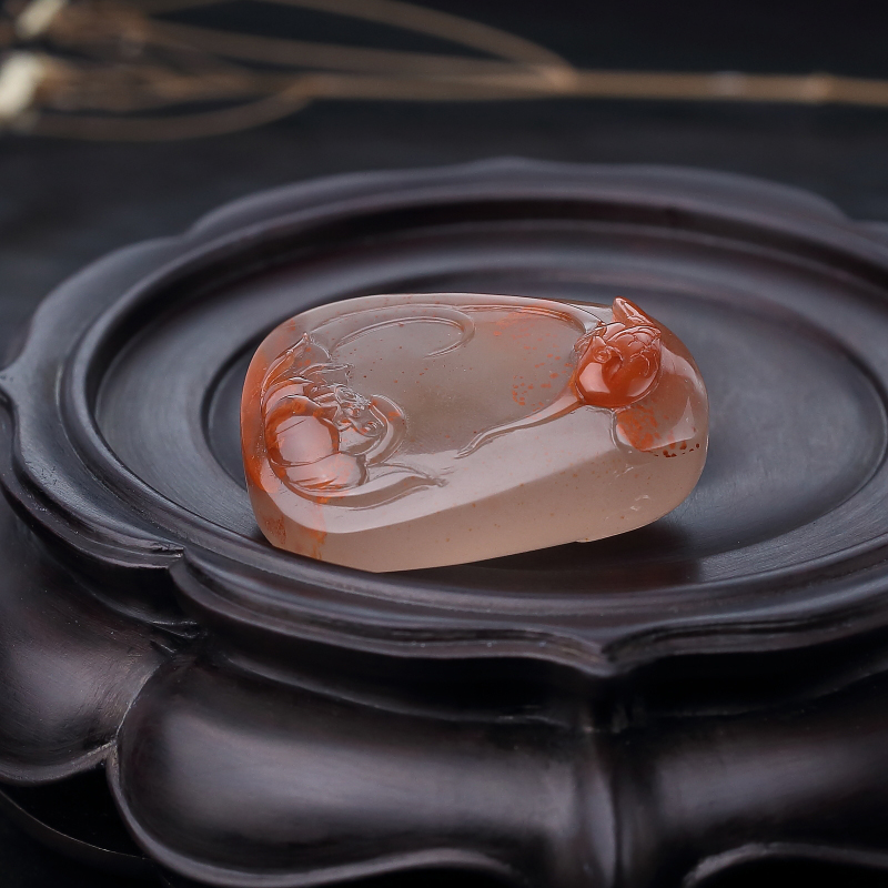 冰飘料南红喜事连连吊坠-红掌柜