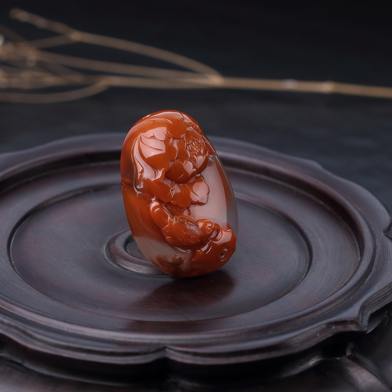 川料冰飘料南红喜事连连吊坠-红掌柜