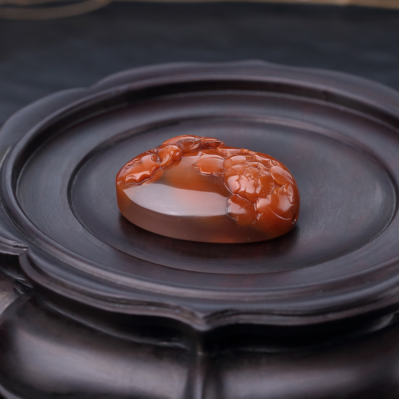 冰飘料南红喜事连连吊坠-红掌柜