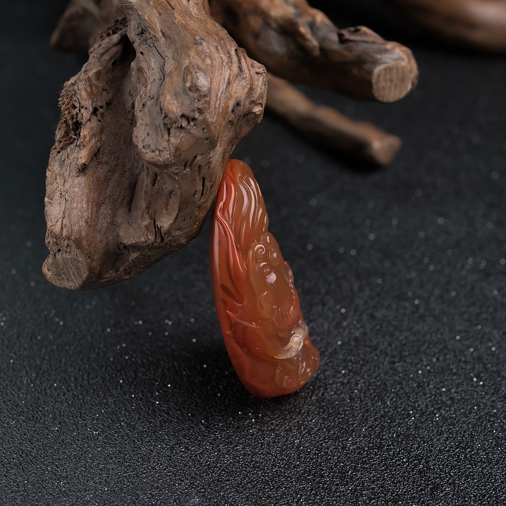 天然南红大日如来吊坠-红掌柜