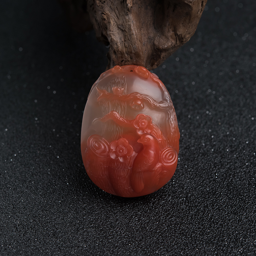 冰飘料南红喜上眉俏吊坠-红掌柜